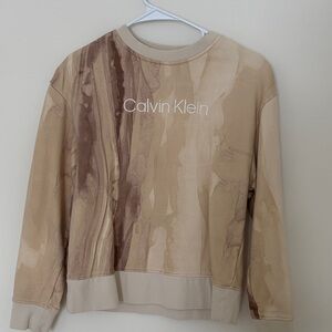 Calvin Klein Tan and Brown Patterned Sweatshirt